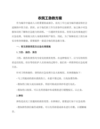 农民工急救方案