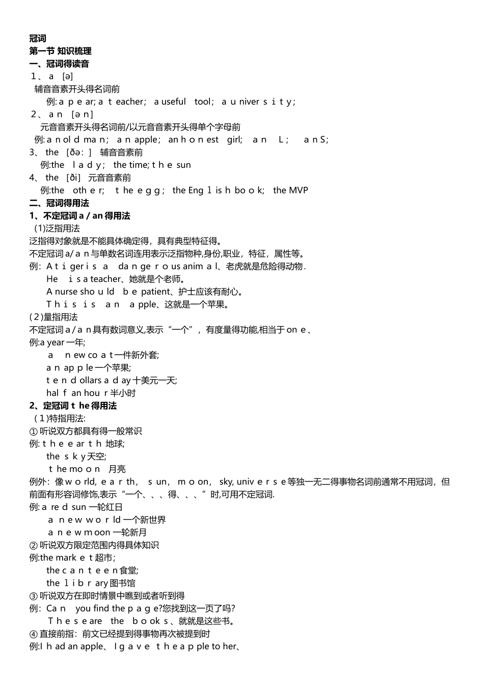 冠词 专项练习_第1页