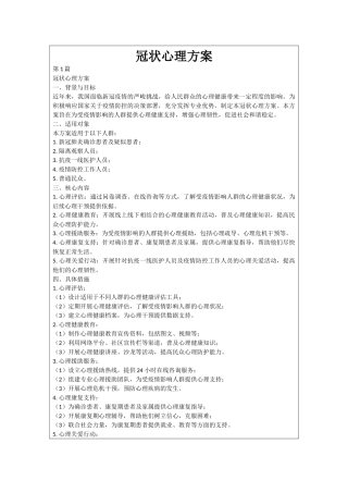 冠状心理方案