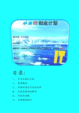 冰潮it创业计划书大学毕设论文