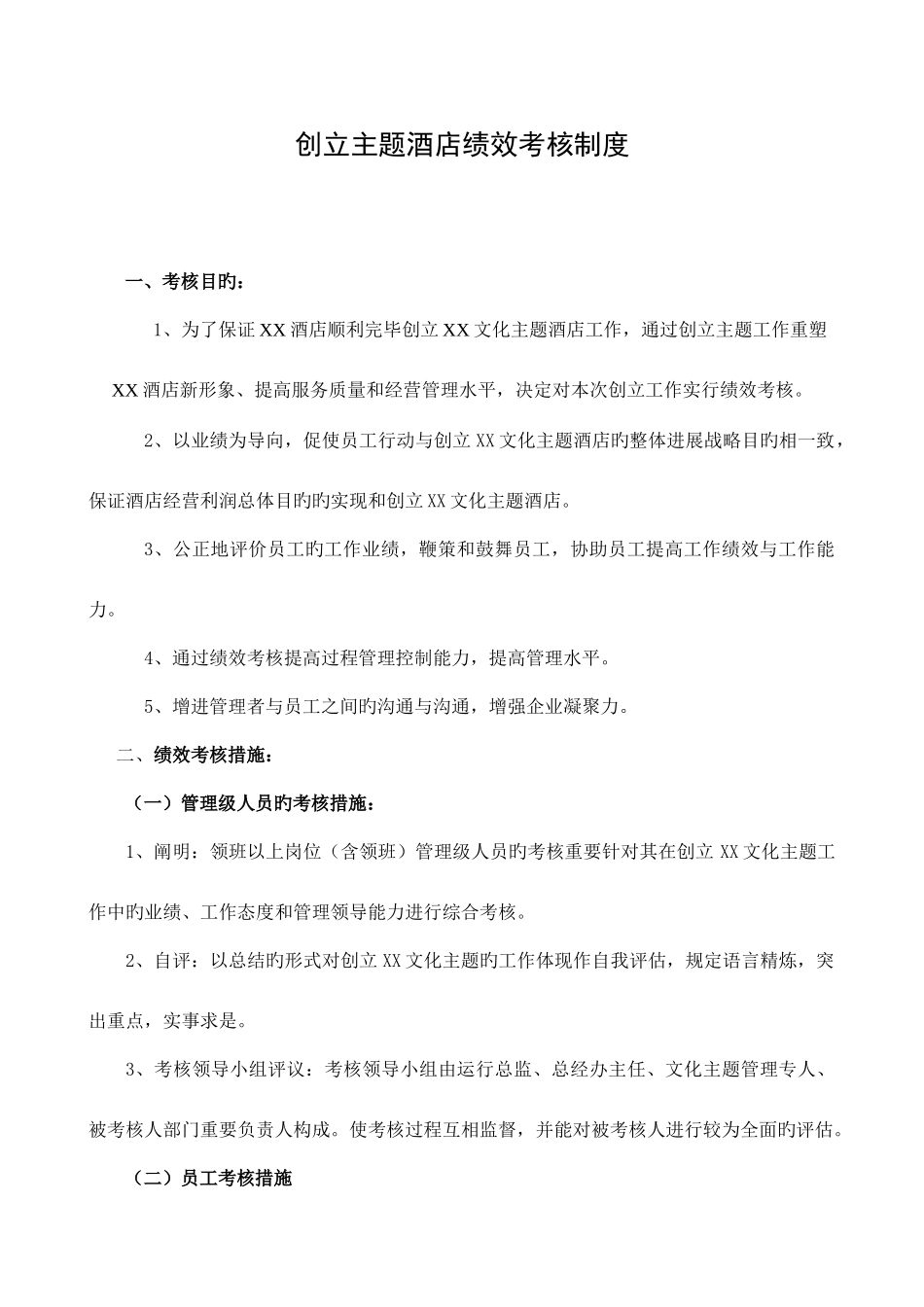 创建主题酒店绩效考核制度_第1页