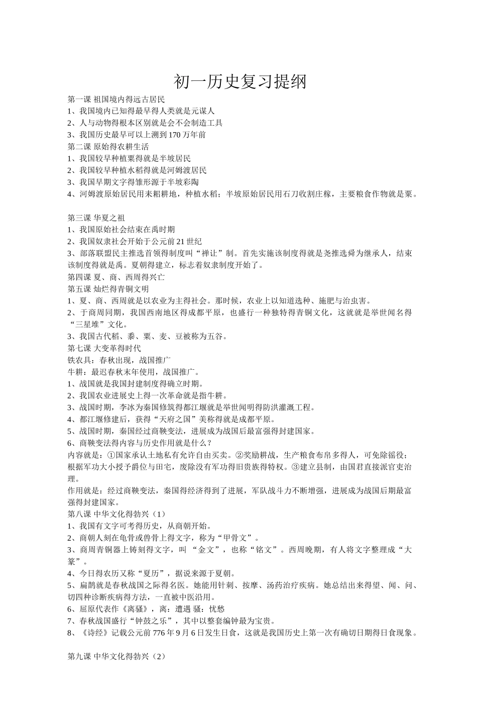 初一历史复习提纲_第1页