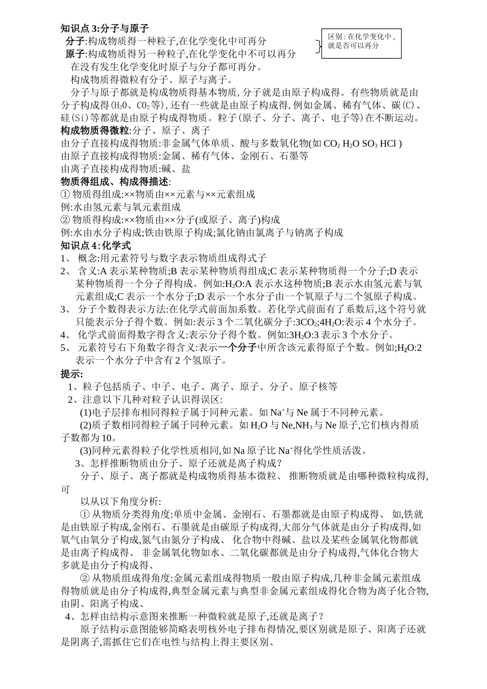 初中化学原子、分子、离子讲义_第3页