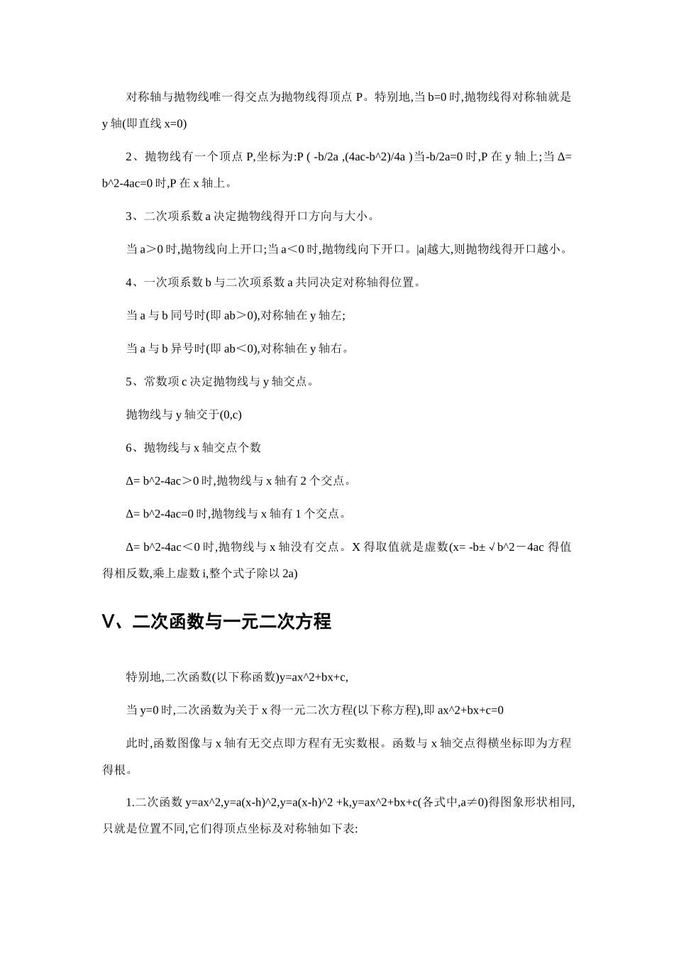 初中数学二次函数知识点总结_第2页