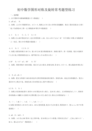 初中数学图形对称及旋转常考题型练习