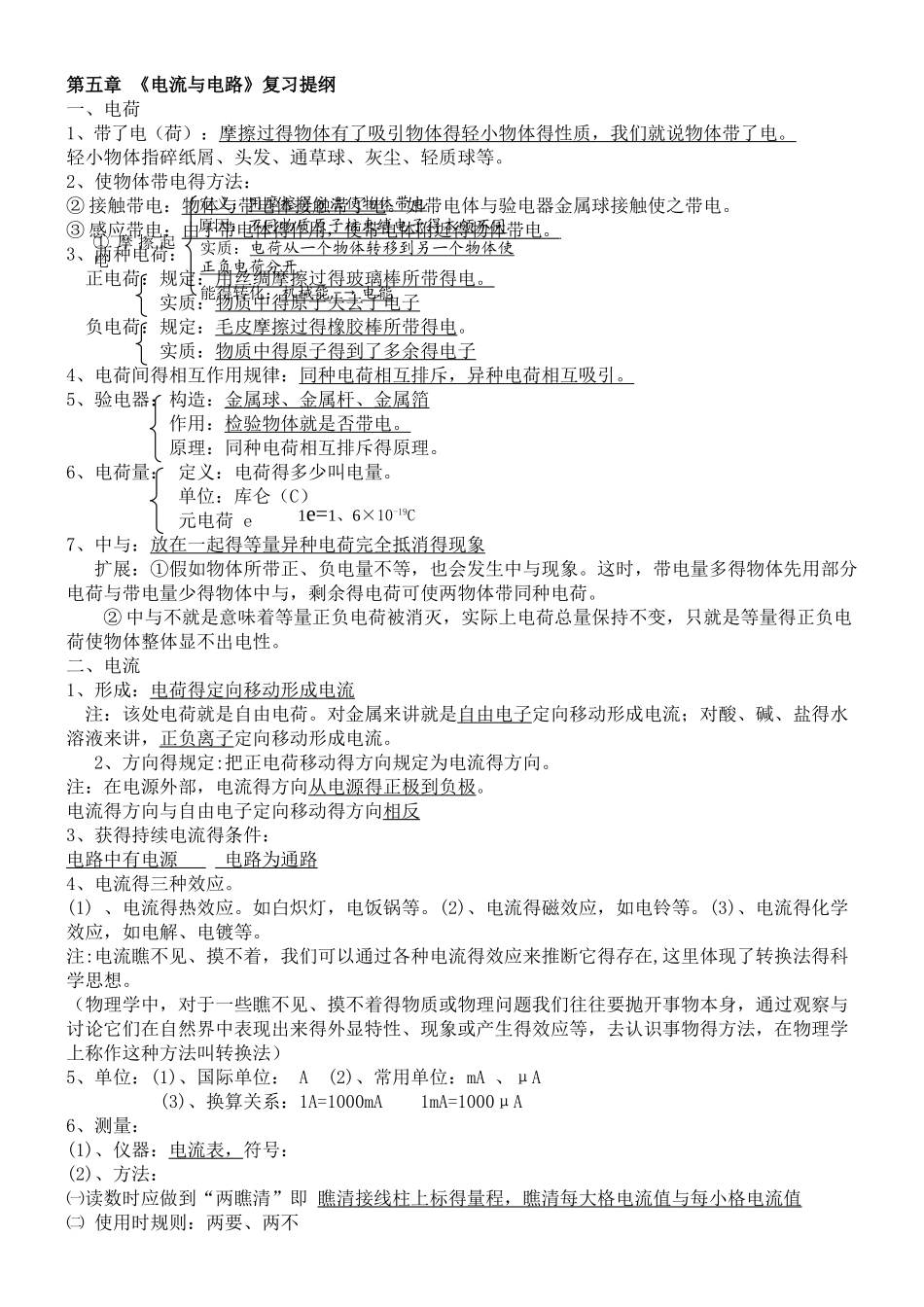 初中电学全部知识点总结_第1页