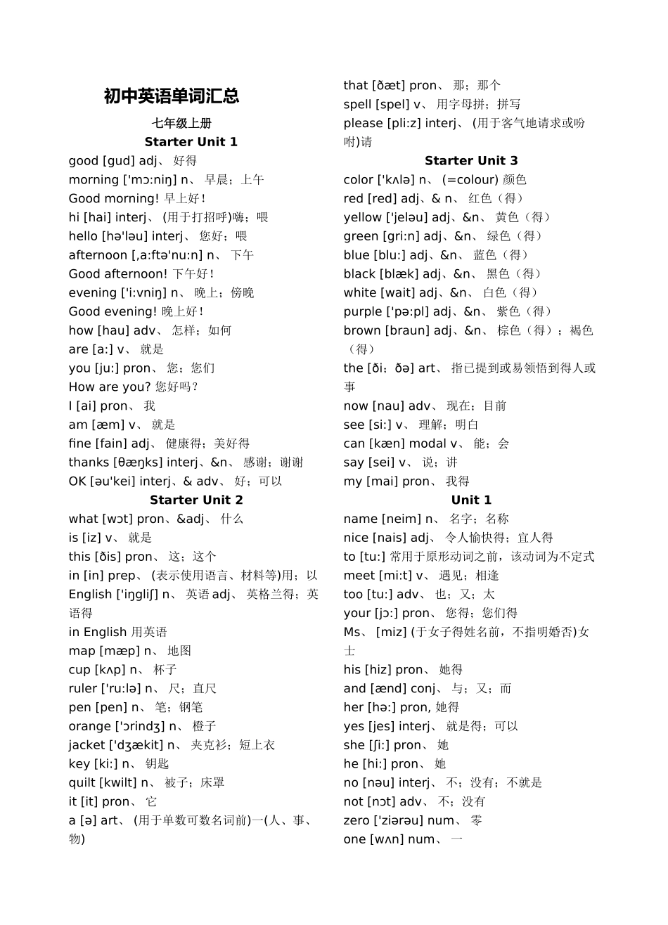 初中英语单词汇总_第1页