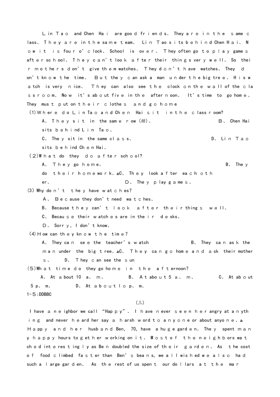 初中英语阅读理解练习_第2页