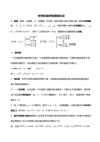 初中阶段所有的知识点