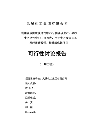 利用合成氨脱碳尾气中co2-供硼砂生产项目申请报告12