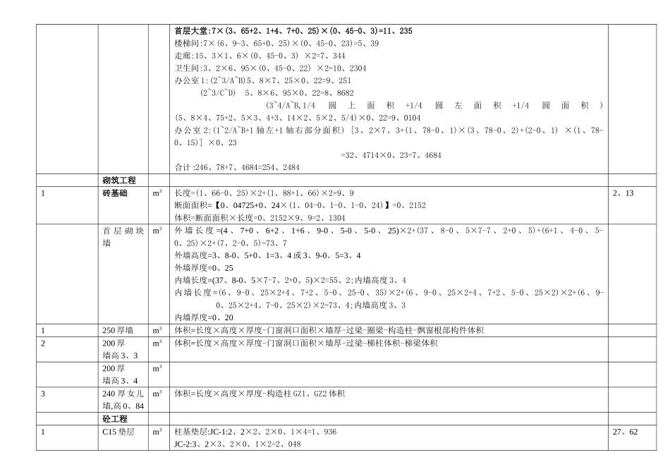 办公楼清单计价工程量计算表_第3页