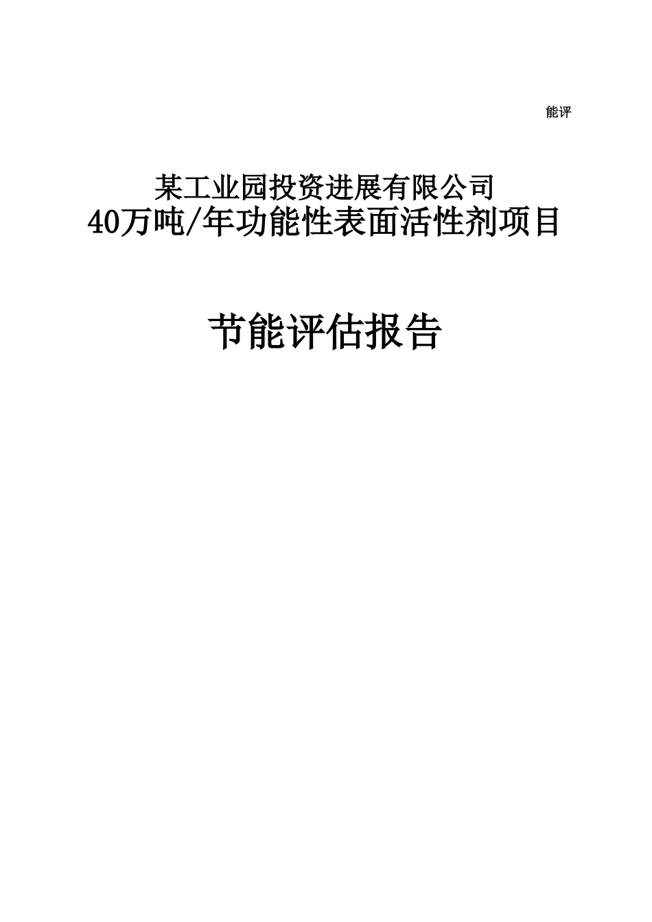 功能性表面活性剂项目节能评估报告_第1页