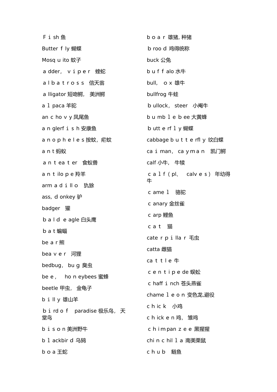 动物单词大全_第2页