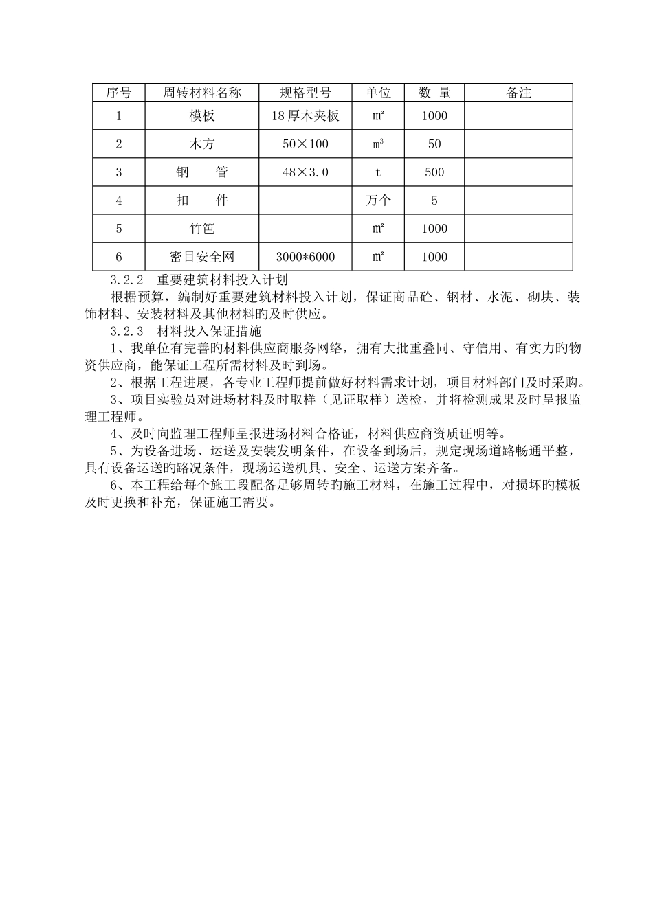劳动力和材料投入计划及其保证措施_第3页