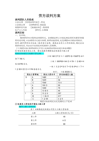劳方谈判方案