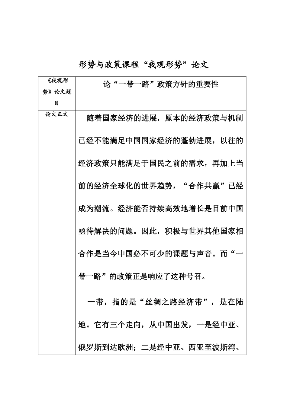 势形与政策课程论文论-一带一路-政策方针的重要性大学论文_第2页