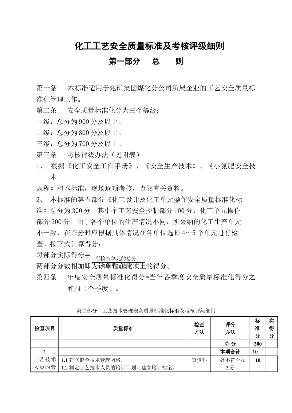 化工工艺安全质量标准及考核评级细则_第1页
