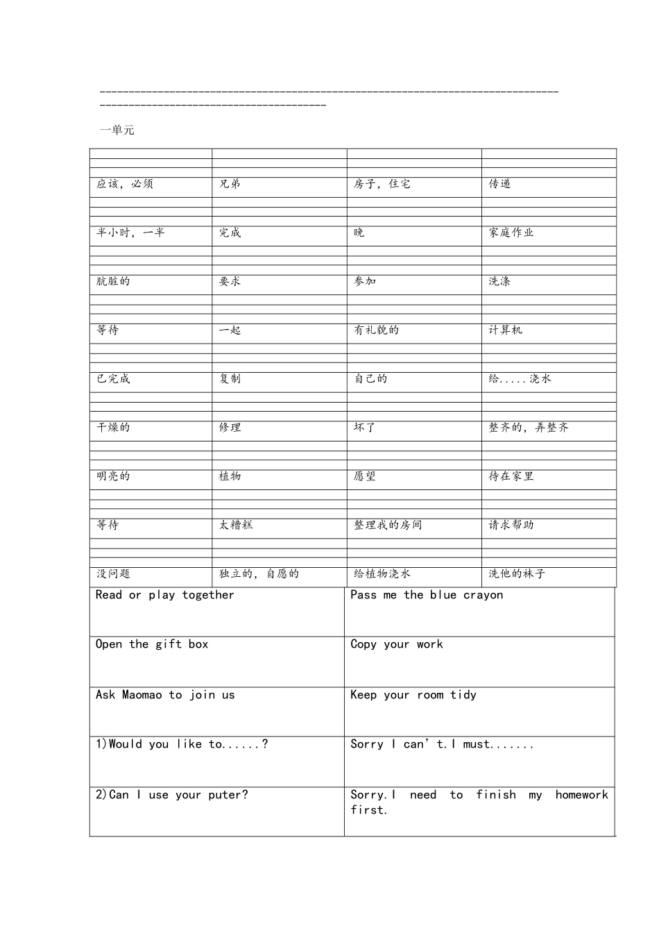 北京版小学英语五年级上册复习重点_第2页