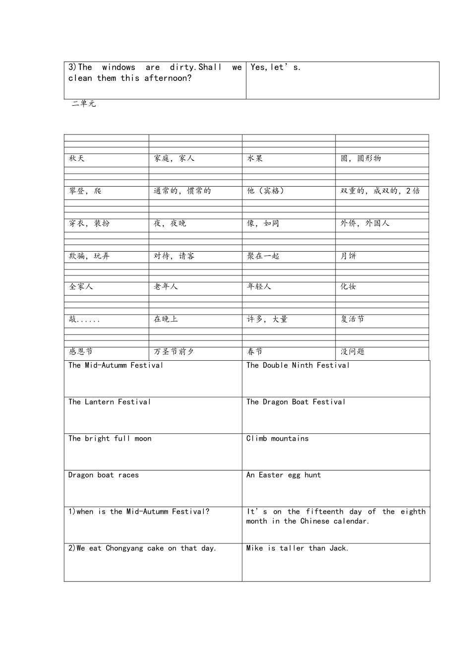 北京版小学英语五年级上册复习重点_第3页