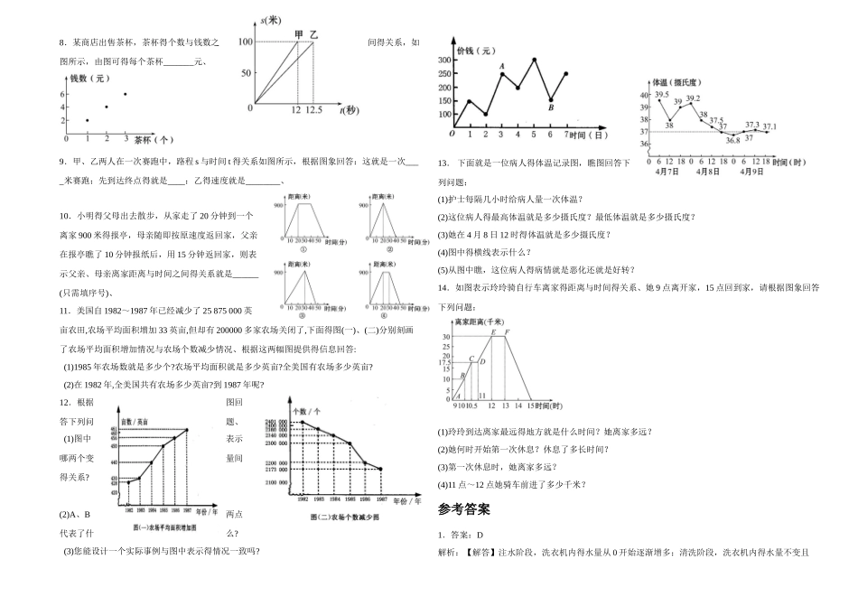 北师大版七年级数学下册习题-3.3《用图象表示的变量间关系》_第2页