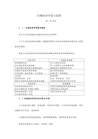 区域经济学复习重点