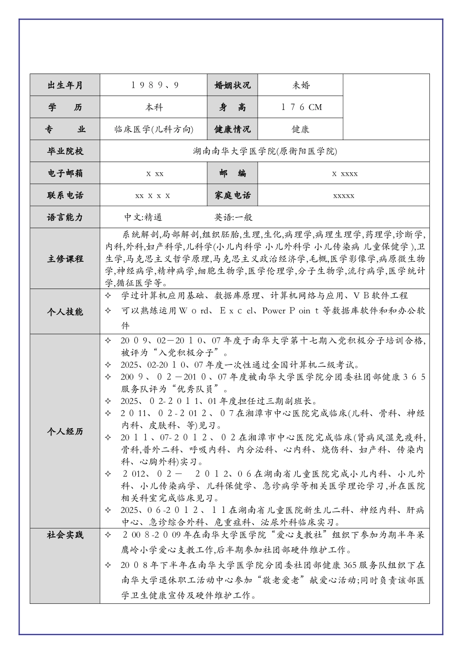 医学生个人简历模版_第3页