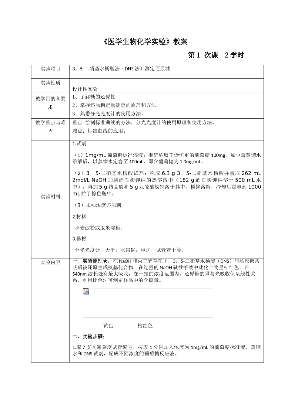 医学生物化学实验-教案_第1页