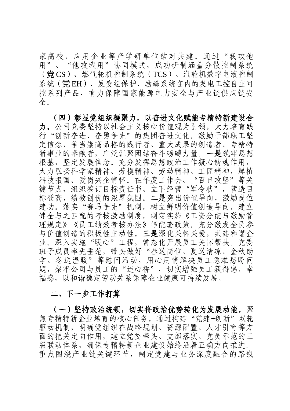国有企业关于以高质量党建引领推动专精特新企业建设工作情况的报告_第3页