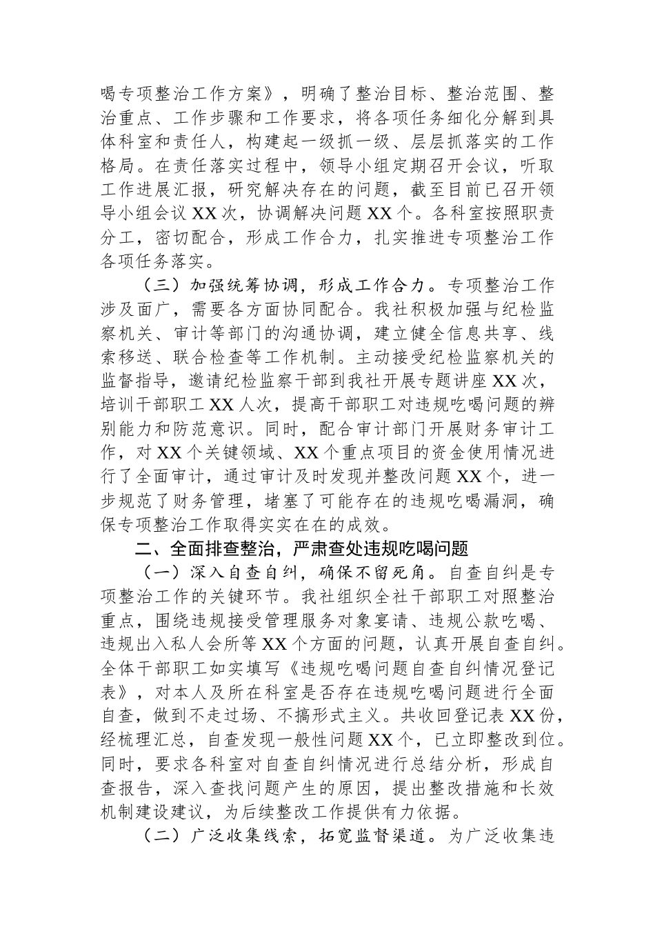 市供销社关于违规吃喝专项整治工作进展情况汇报_第2页