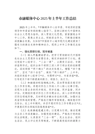 市融媒体中心2025年上半年工作总结