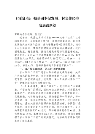 经验汇报：强基固本促发展，村集体经济发展谱新篇