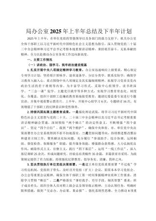 局办公室2025年上半年总结及下半年计划