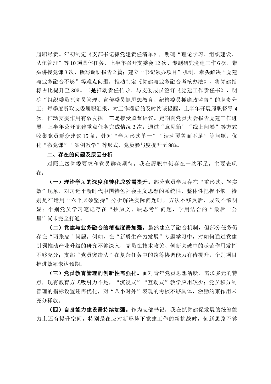局党支部书记2025年上半年述职报告_第3页