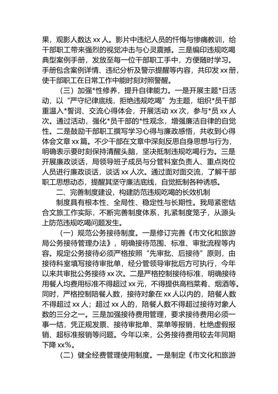 市文化和旅游局关于违规吃喝专项整治工作进展情况汇报_第2页