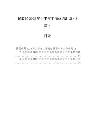 民政局2025年上半年工作总结