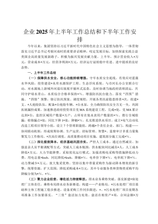 企业2025年上半年工作总结和下半年工作安排