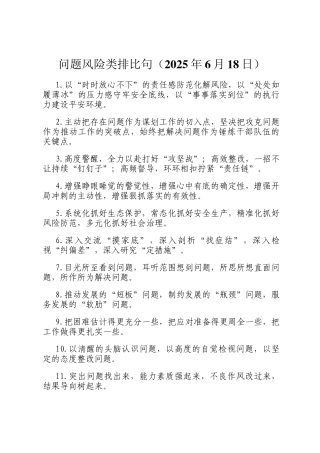 问题风险类排比句（2025年6月18日）