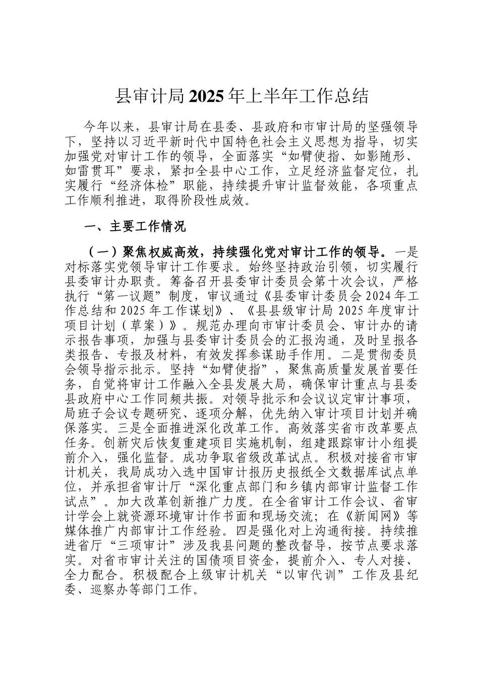 县审计局2025年上半年工作总结_第1页
