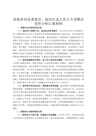 县税务局党委委员、副局长选人用人专项整治党性分析汇报材料