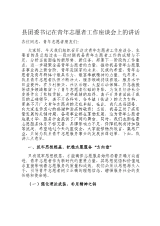县团委书记在青年志愿者工作座谈会上的讲话