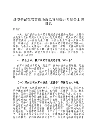 县委书记在农贸市场规范管理提升专题会上的讲话
