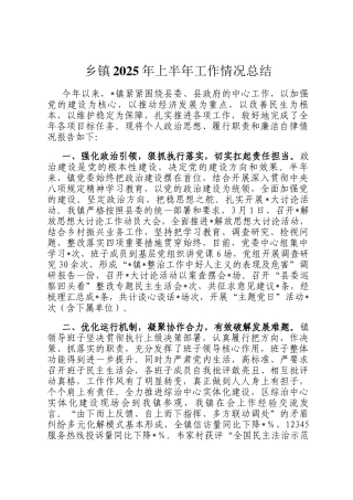 乡镇2025年上半年工作情况总结