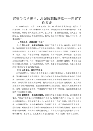 巡察尖兵勇担当，忠诚履职谱新章——巡察工作鉴定