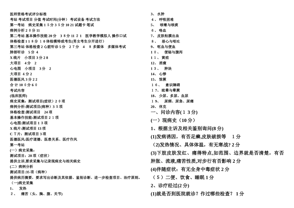 医师资格考试实践技能评分标准_第1页