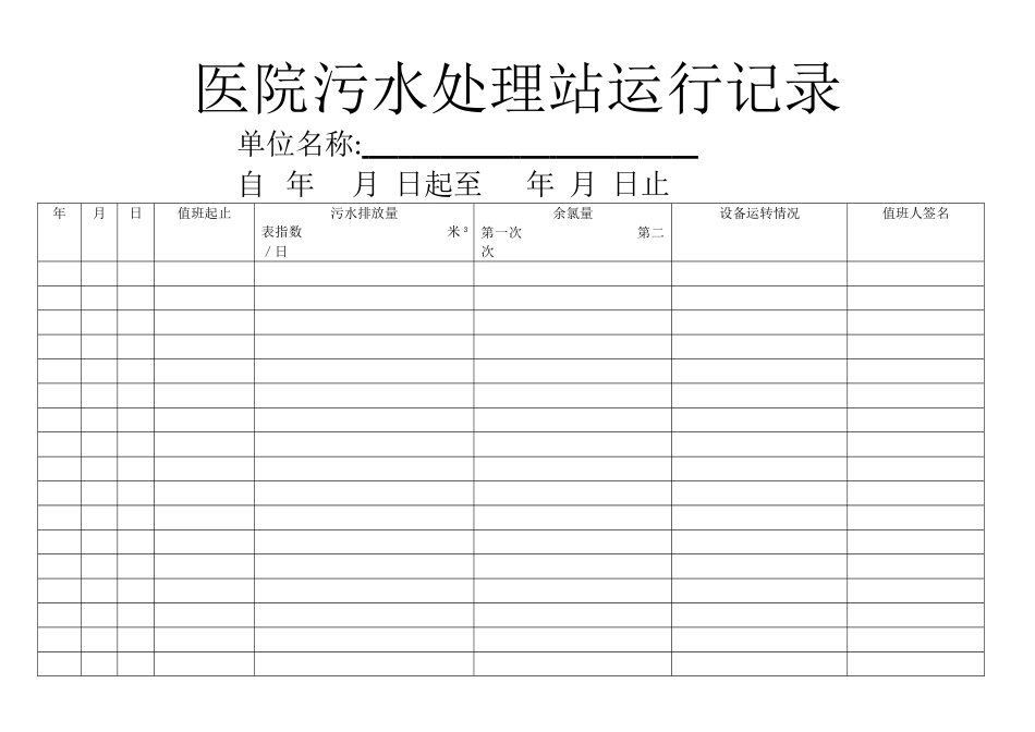医院污水处理站运行记录_第1页