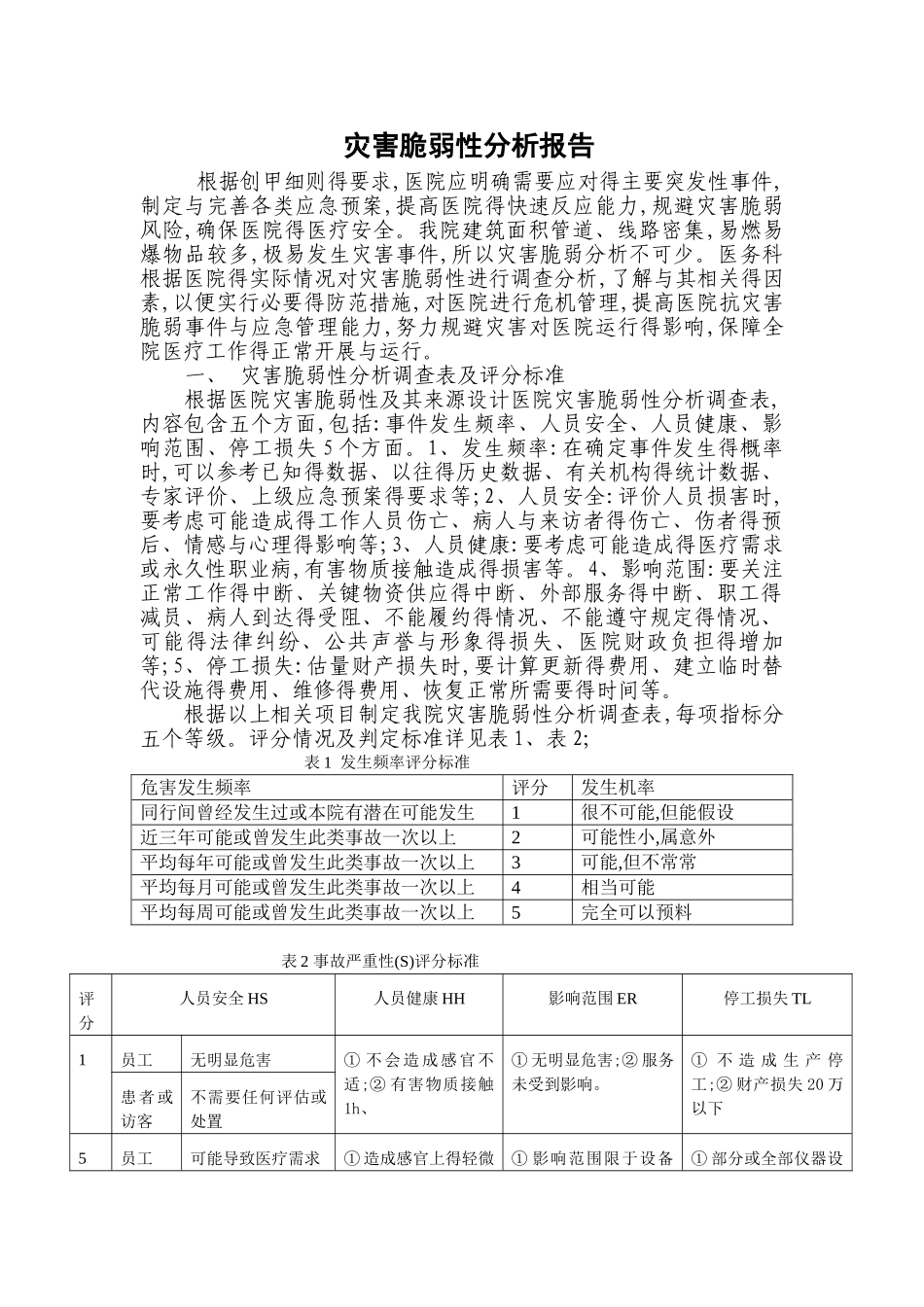 医院灾害脆弱性分析报告_第1页