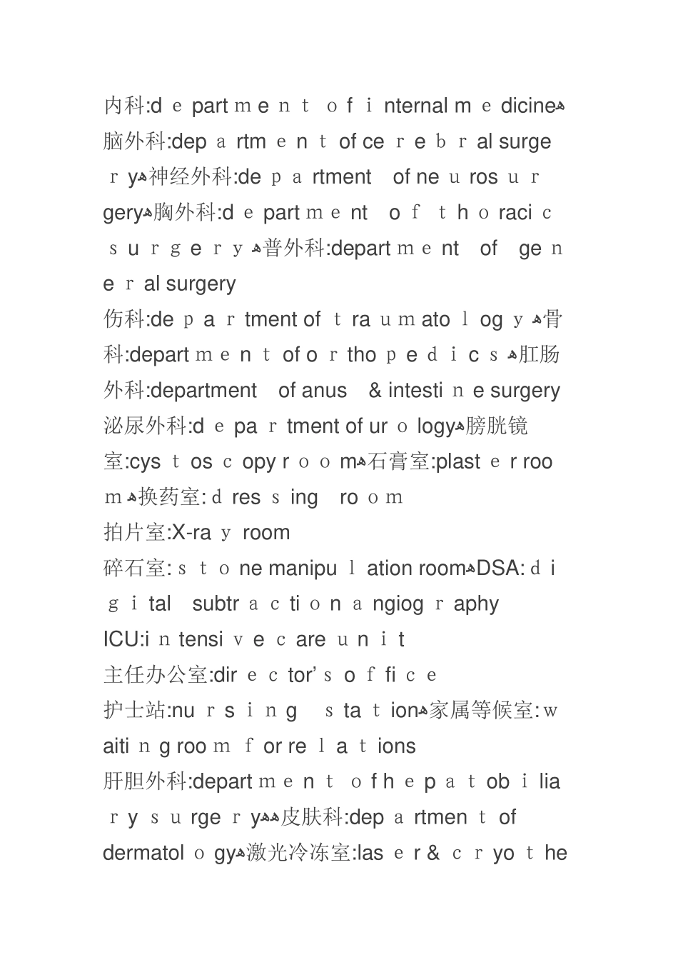 医院科室中英文对照_第3页