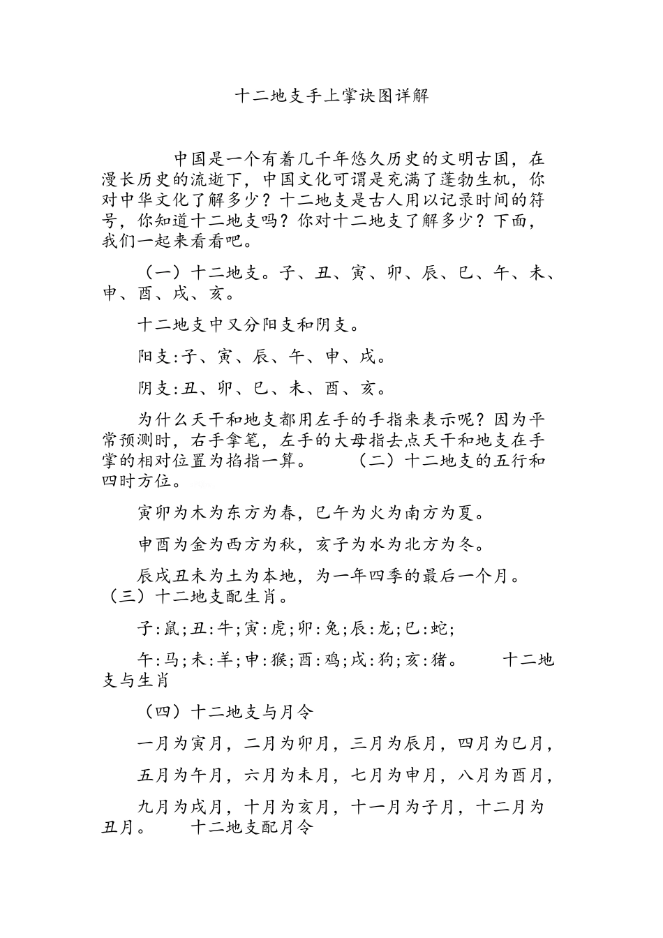 十二地支手上掌诀图详解_第1页