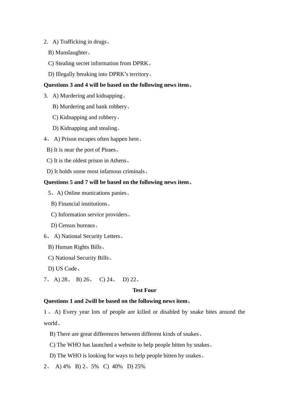 十套新闻听力题目_第3页