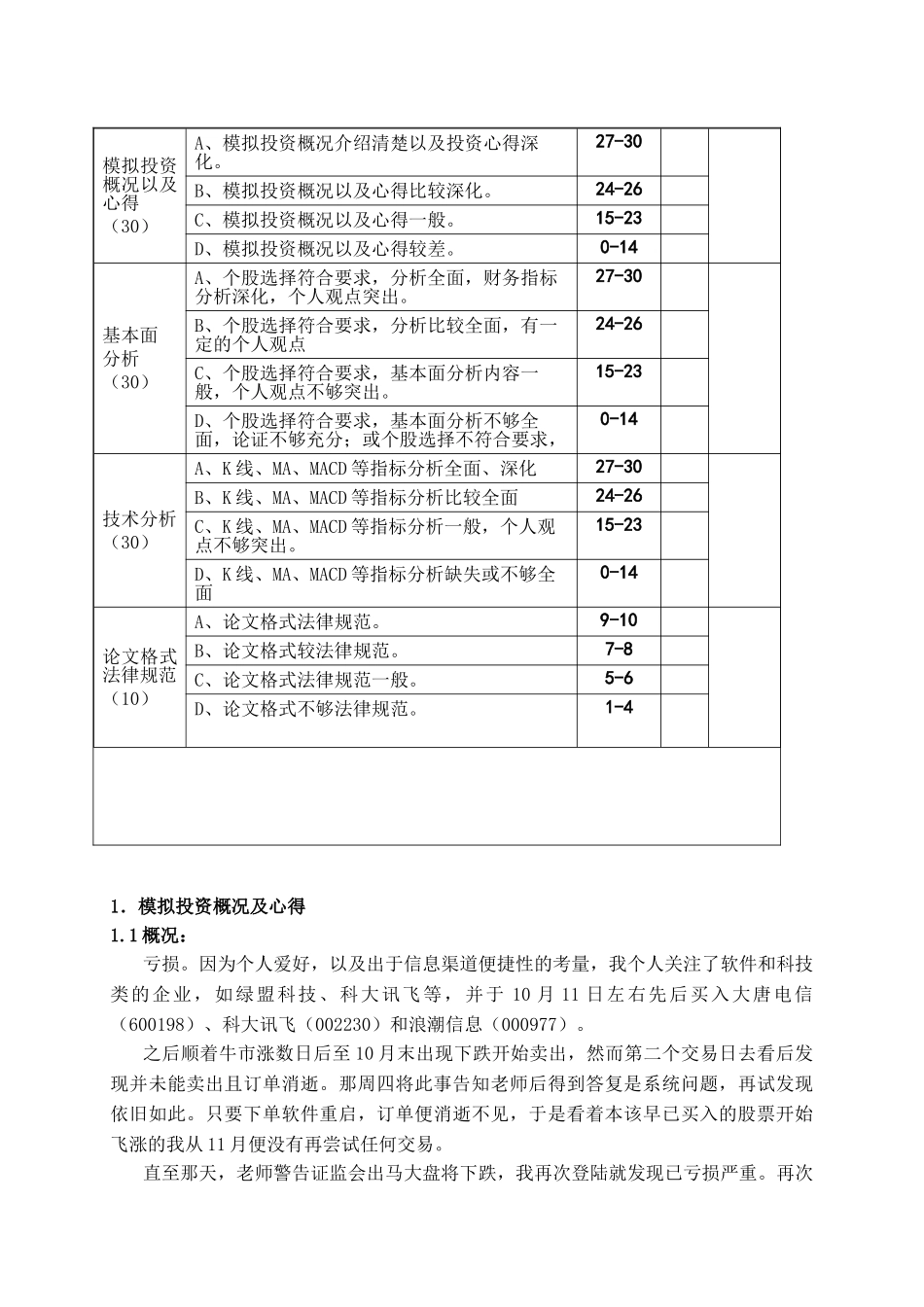华理证券投资学专业选修论文股票模拟投资心得及宝信软件个股分析大学论文_第2页